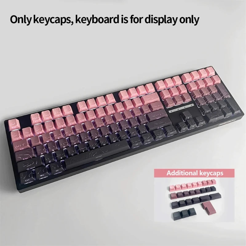 Keycaps PBT topographiques à légendes latérales pour clavier mécanique à tiges MX — Rouge haricot / Lot de 133