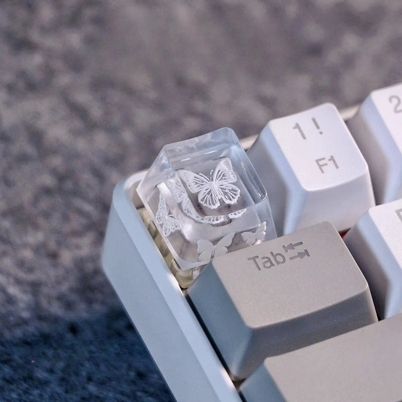 Capuchon de touche papillon en résine translucide pour clavier mécanique à tige MX — Blanc / OEM
