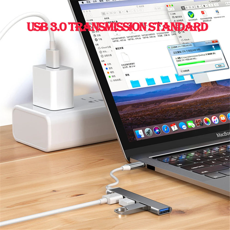Hub USB 4 ports avec câble court, connecteur USB-A ou USB-C — visuel 15