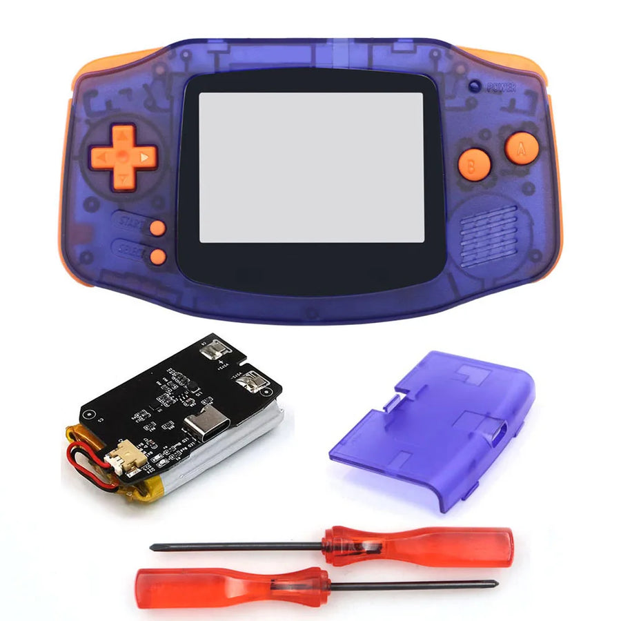 Hispeedido GBA shell with rechargeable battery, sapphire and orange — image 9