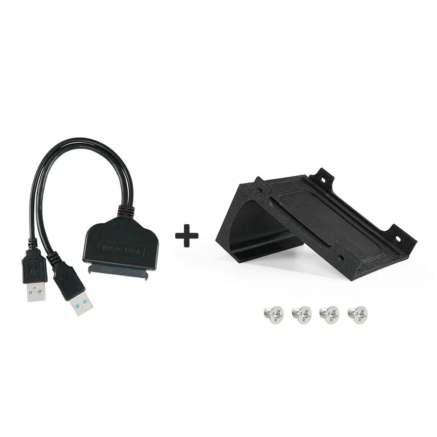 2.5-inch hard drive mount for Wii U with SATA to USB adapter and 4 screws