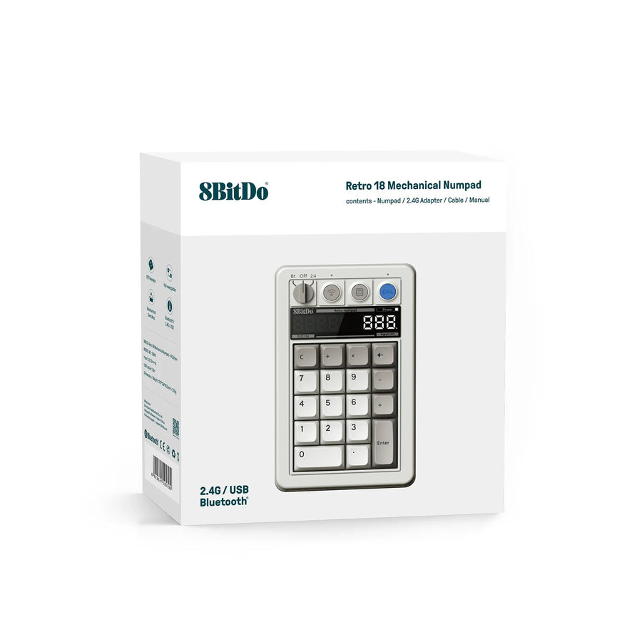 Pavé numérique mécanique 8BitDo Retro 18 avec afficheur LED rétro et mode calculatrice
