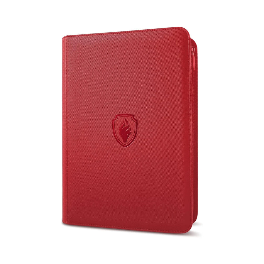 Sammelkartenordner mit Reißverschluss und 9 Taschen, roter Einband