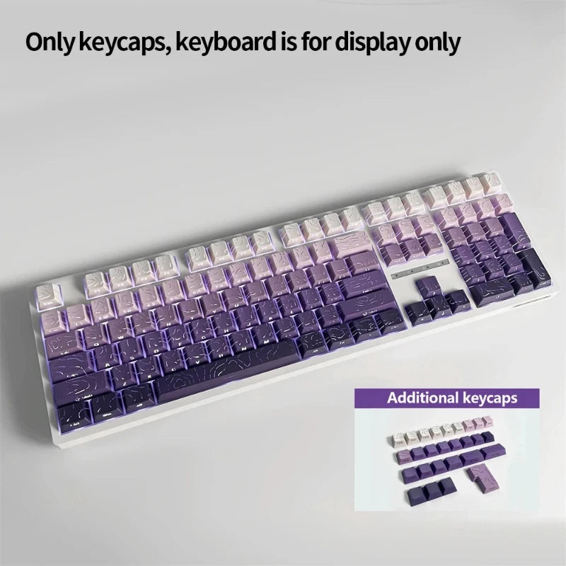 Keycaps PBT topographiques à légendes latérales pour clavier mécanique à tiges MX — Lavande / Lot de 133