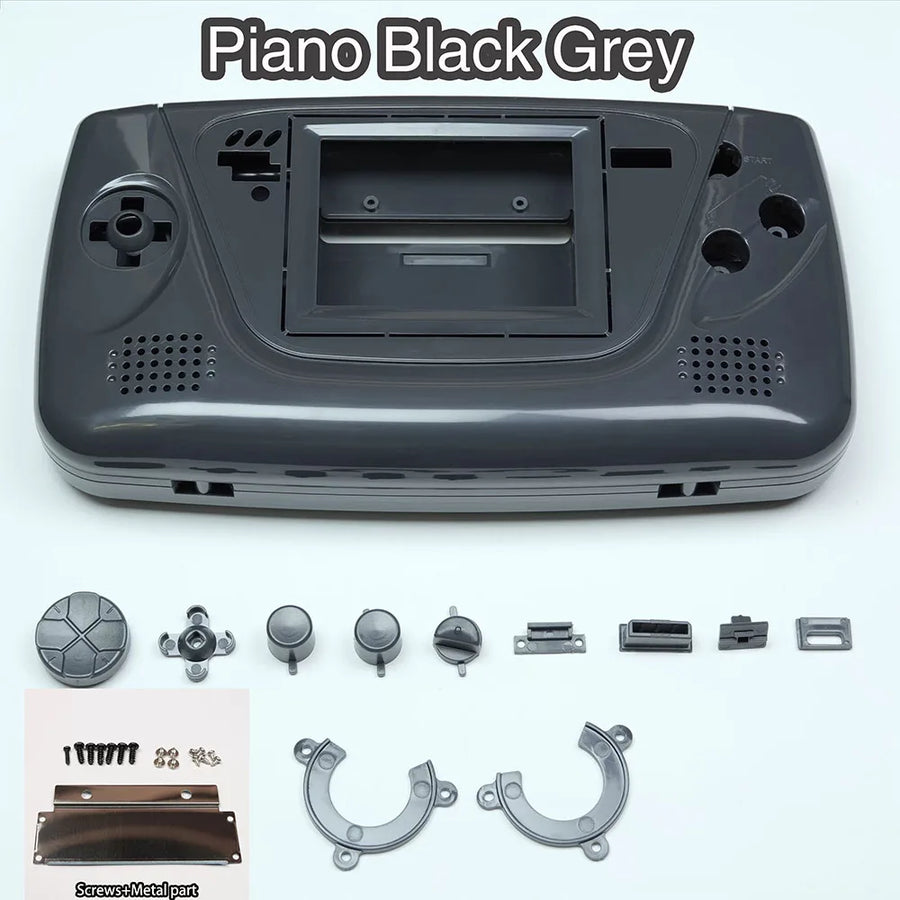 Game-Gear-Gehäuse (schwarz und grau) mit Tasten