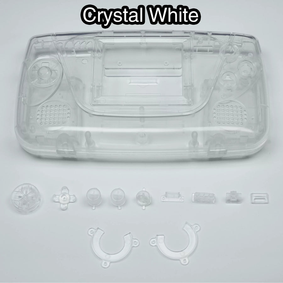 Premium-Game-Gear-Gehäuse (transparent weiß) mit Tasten