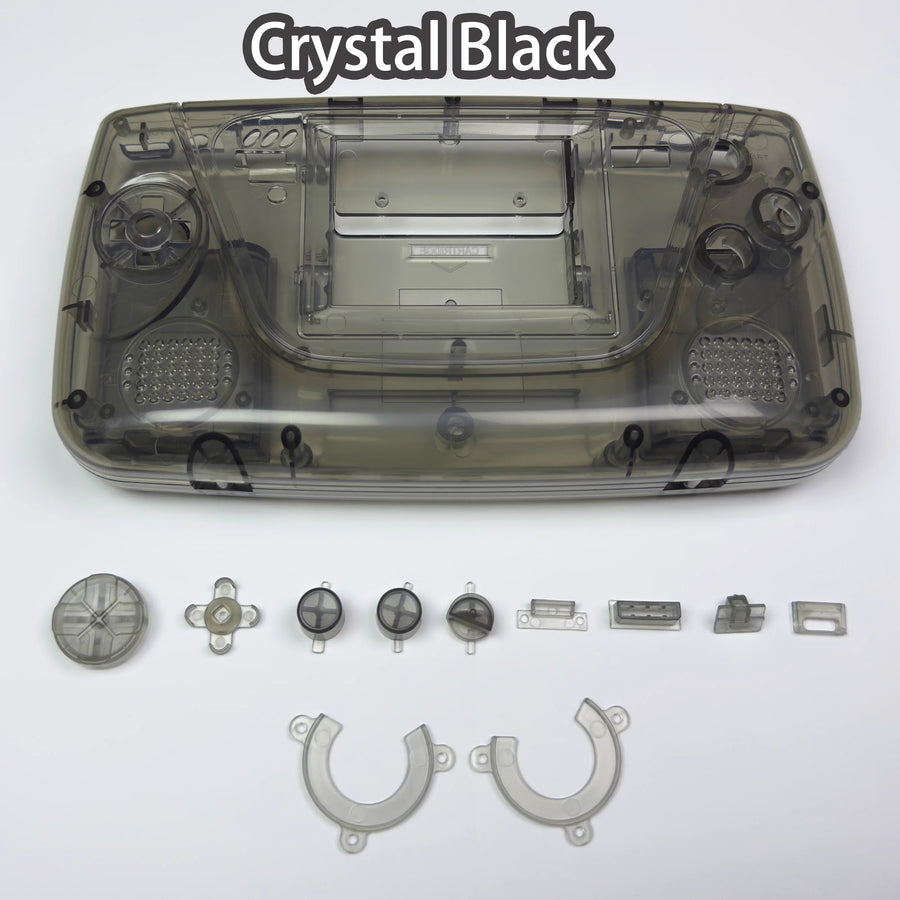 Premium-Game-Gear-Gehäuse (transparent schwarz) mit Tasten