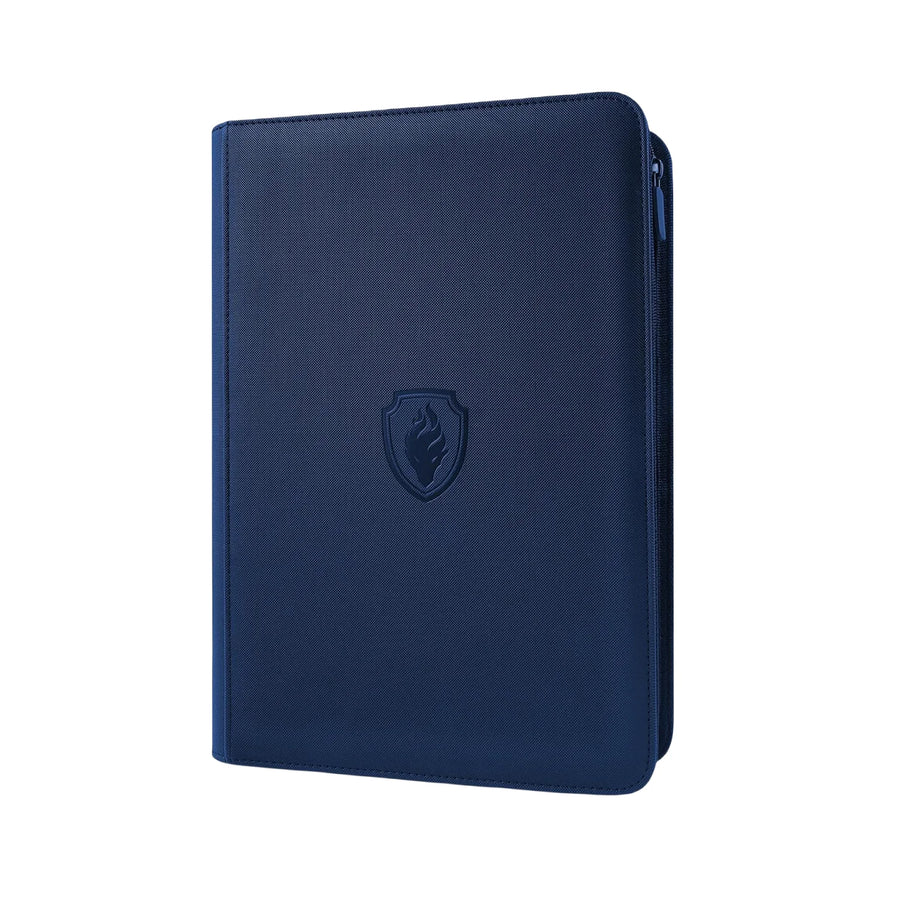 Sammelkartenordner mit Reißverschluss und 9 Taschen, marineblauer Einband