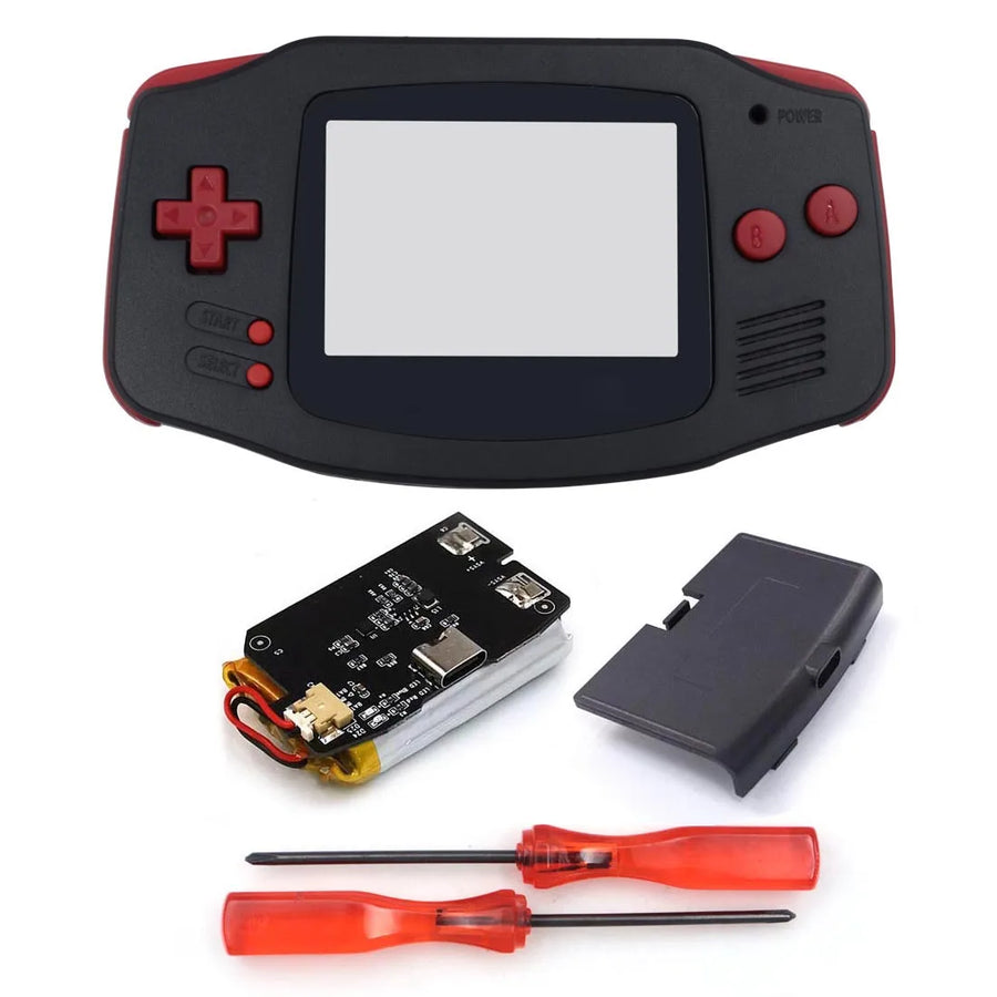 Hispeedido GBA shell with rechargeable battery, black and red — image 21