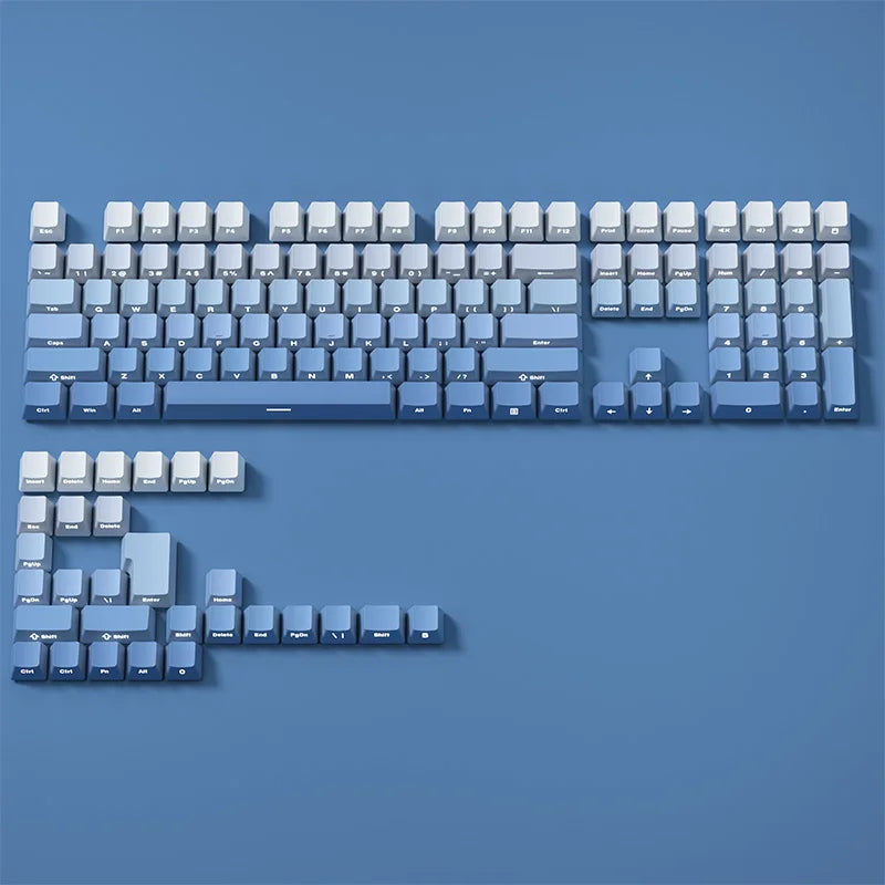Jeu de keycaps PBT double injection, profil OEM, impression sur la face avant, clavier MX — Bleu brume
