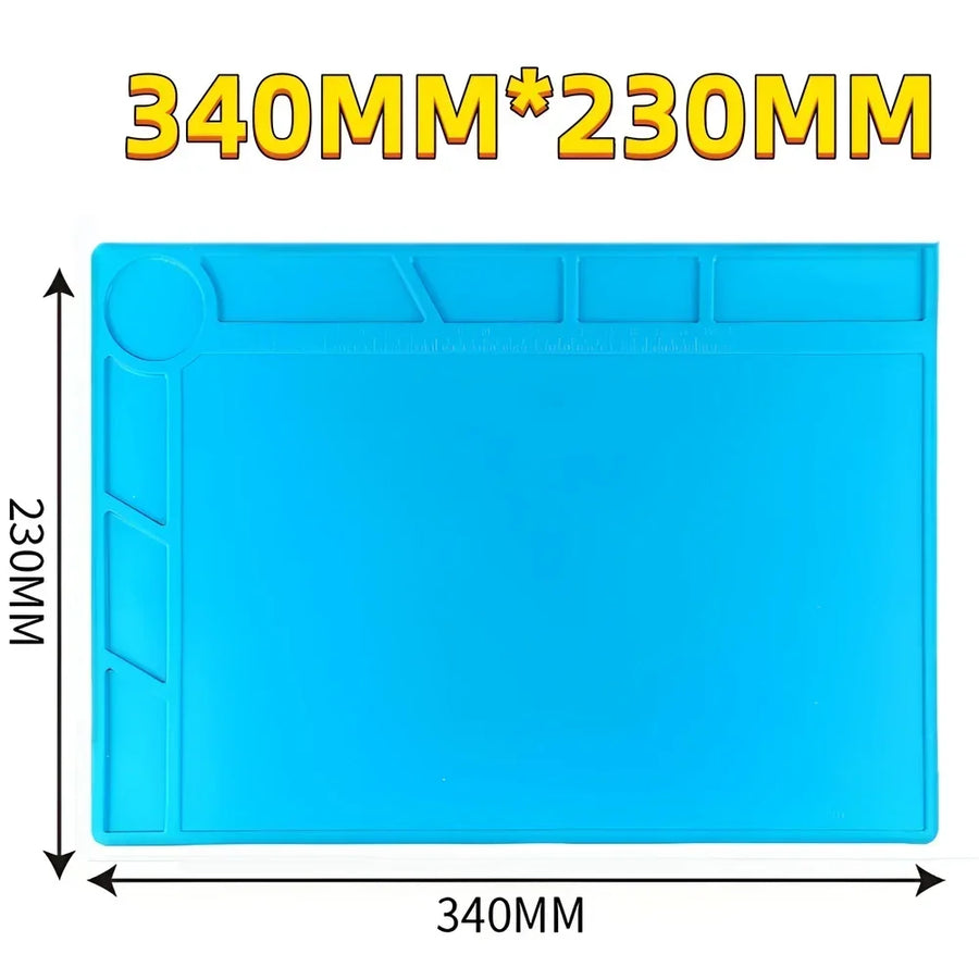 Tapis de soudure en silicone magnétique antistatique pour atelier de réparation — S120 — 340 × 230 mm