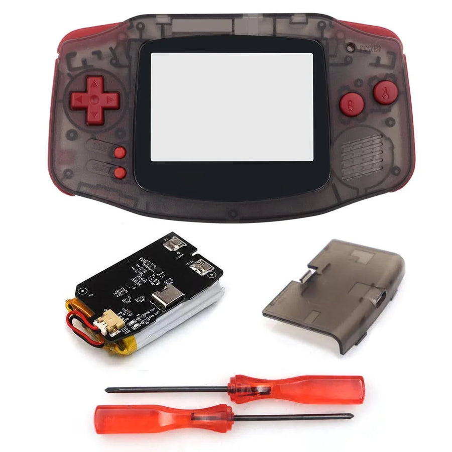 Hispeedido GBA shell with rechargeable battery, translucent black and red — image 19