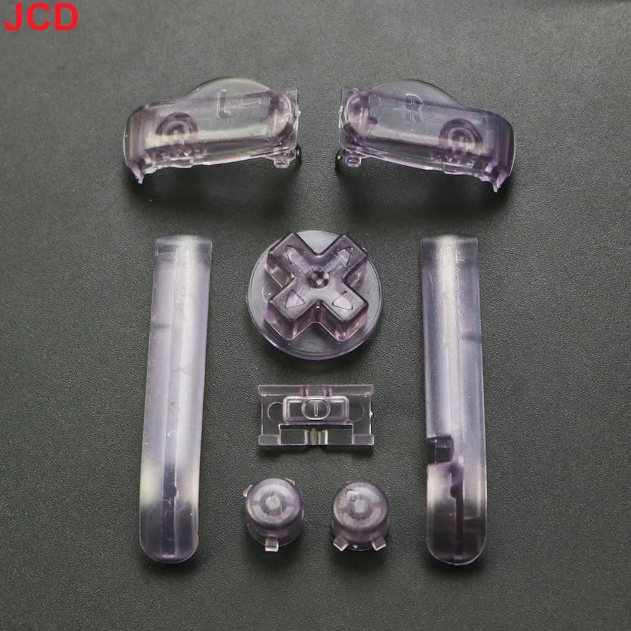 Jeu de boutons de remplacement pour Game Boy Advance : A/B, croix directionnelle et gâchettes L/R — Violet transparent