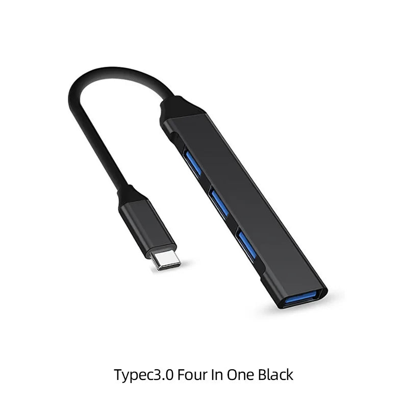 Hub USB 4 ports avec câble court, connecteur USB-A ou USB-C — USB-C 2.0 et 3.0