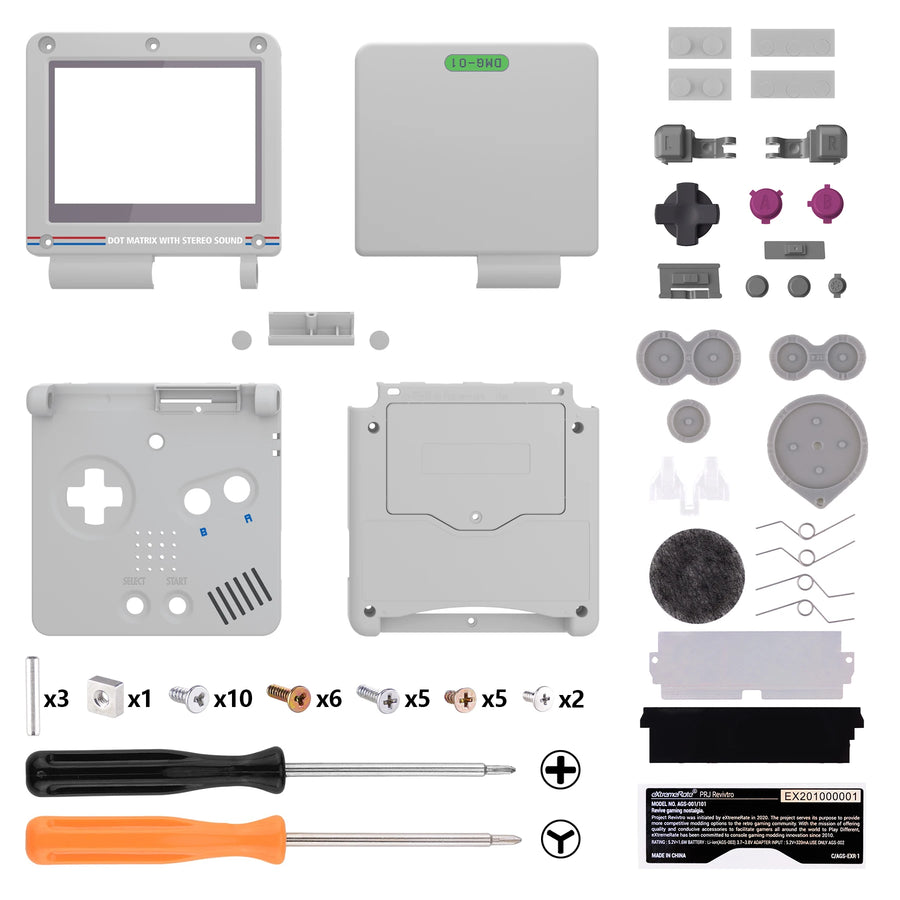Coque de remplacement complète eXtremeRate pour Game Boy Advance SP, compatible écran IPS sans découpe — 1989 GB DMG-01
