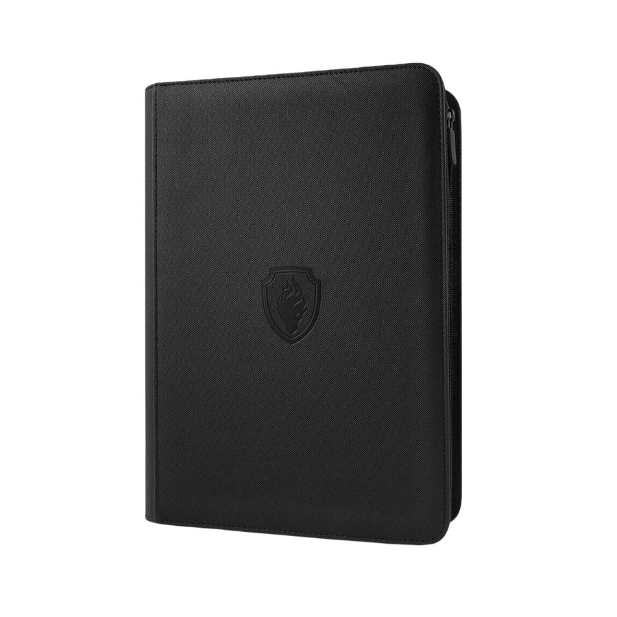 Sammelkartenordner mit Reißverschluss und 9 Taschen, schwarzer Einband