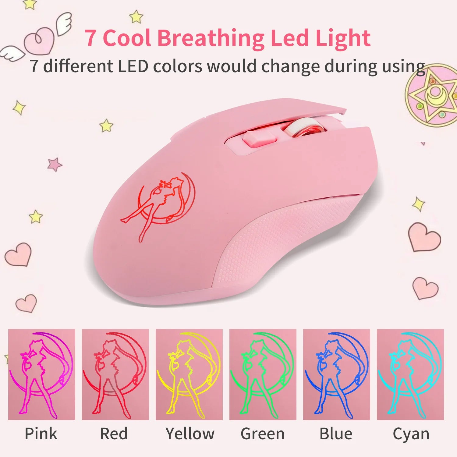 Souris Gaming Rose Sans-fil