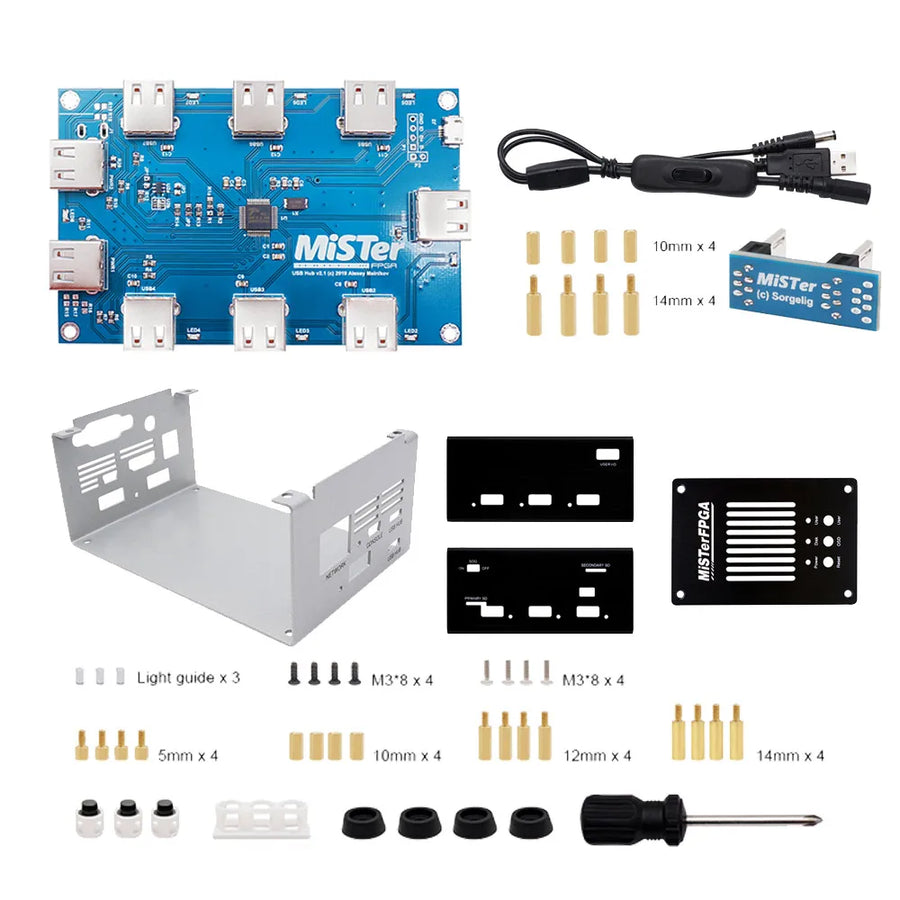 Boîtier métallique MiSTer FPGA et cartes filles au format MiSTer — Boîtier MiSTer et hub USB