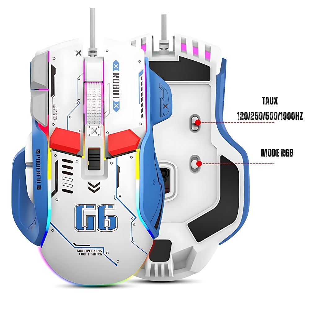 Souris Gaming Mecha Blanc RGB