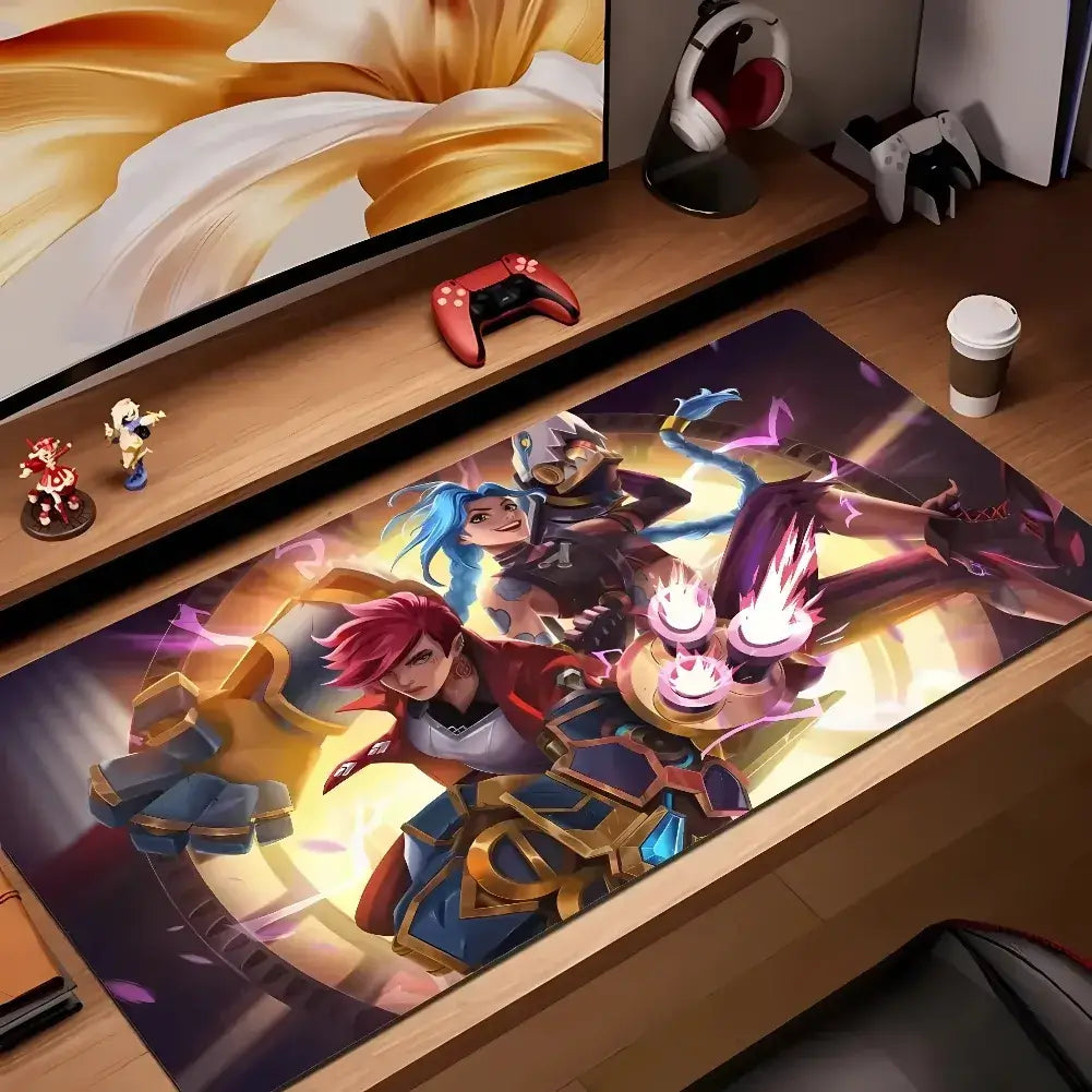 Tapis de souris Vi & Jinx League of Legends design Arcane
