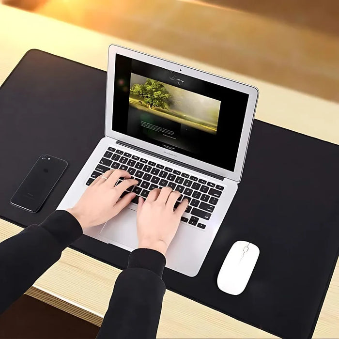 A fine-woven surface, rubber base — XXL Black Mouse Pad - Freedom and Comfort