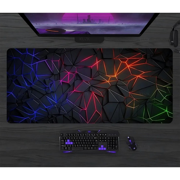 Glowing halos on a dark background — XXL Mouse Pad with Stylish Light Effect