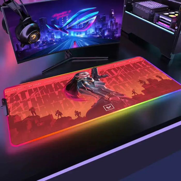 Die Oberfläche: glatt, 3 mm — Ein Valorant-Reyna-Setup – Mauspad mit RGB-LED