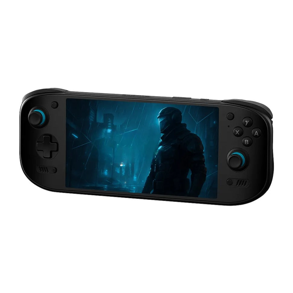 AYN Odin 2 Portal — Console portable AMOLED 7'' 1080p affichant un jeu sur son écran.