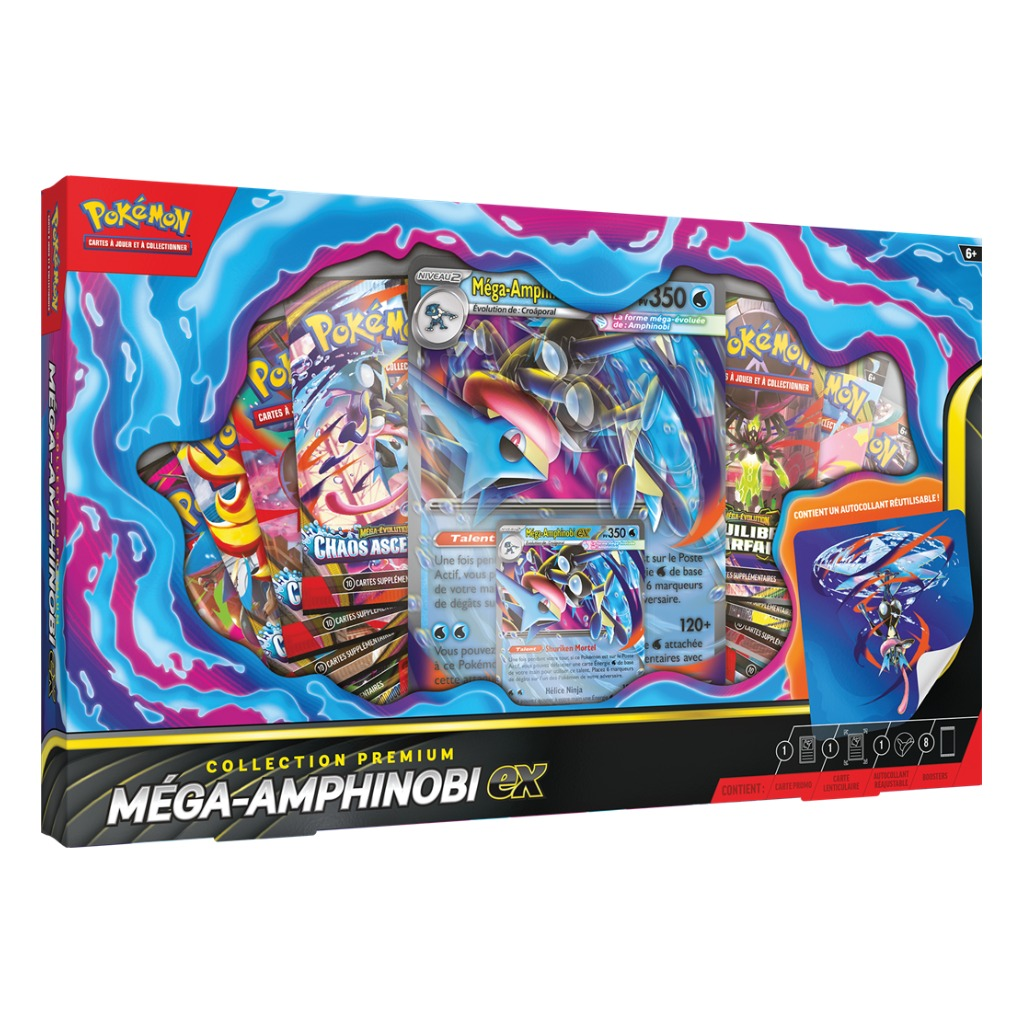 Coffret Premium Pokémon Méga-Amphinobi-ex — 8 boosters et cartes promo