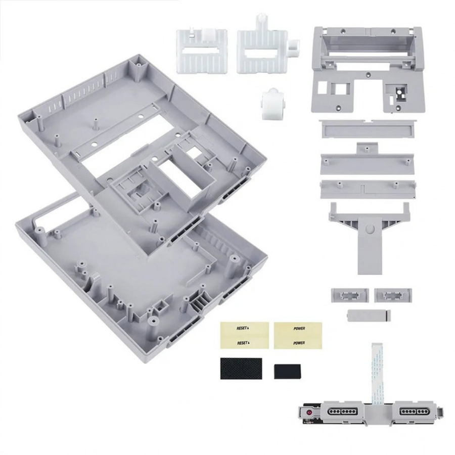 BitFunx replacement shell for US version SNES, matte grey, separate parts