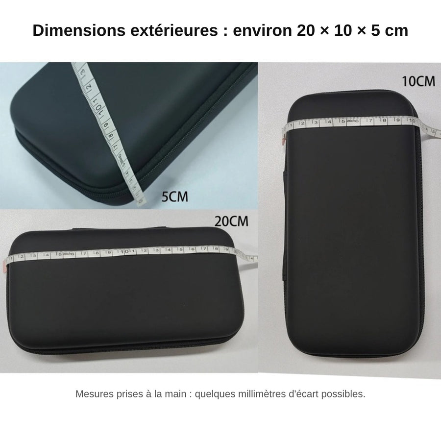 Außenmaße des Etuis für TrimUI Smart Pro S, mit Maßband gemessen: etwa 20 × 10 × 5 cm