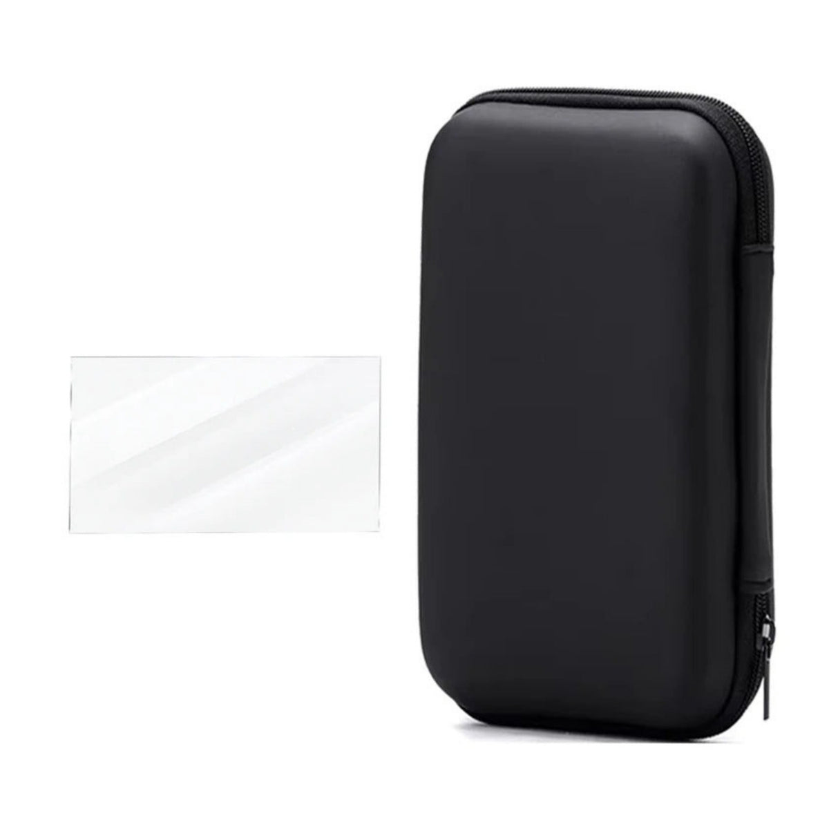 Smooth black hard EVA case for the TrimUI Smart Pro S and tempered glass screen film