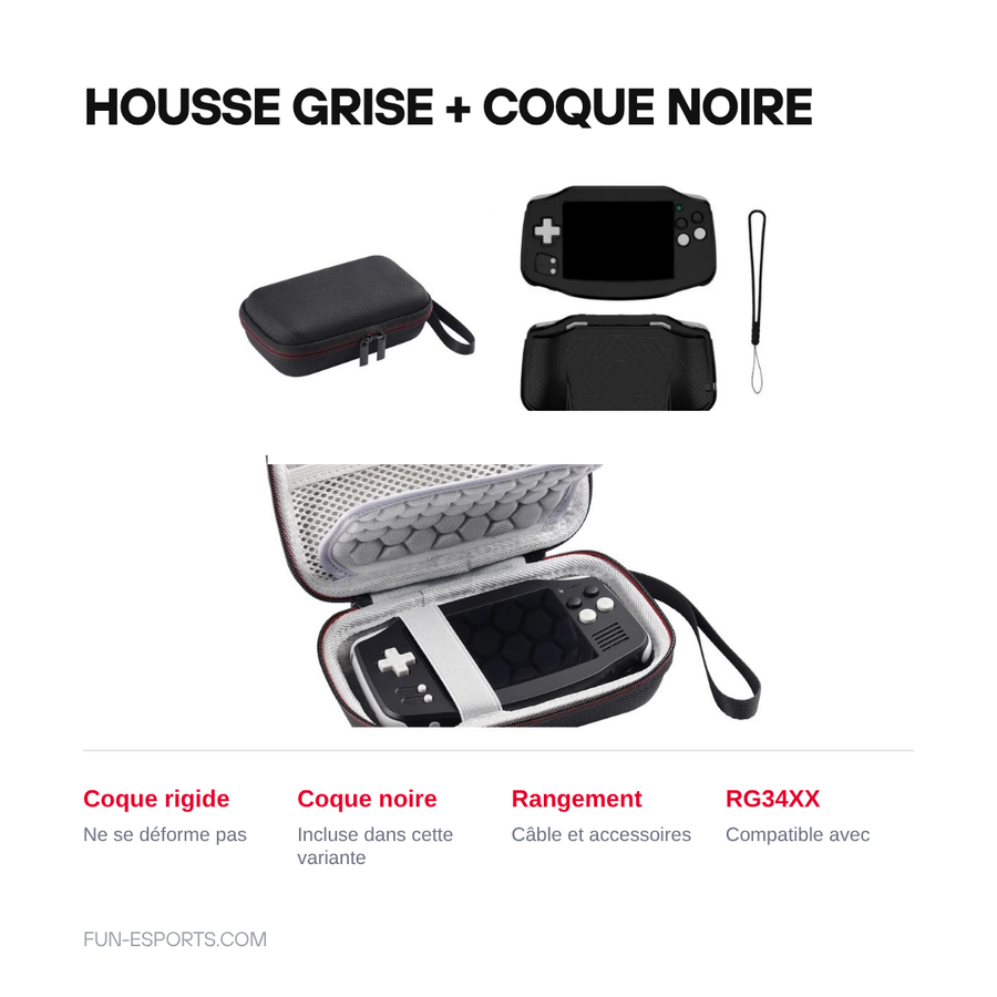 Variante housse grise avec coque noire pour Anbernic RG34XX