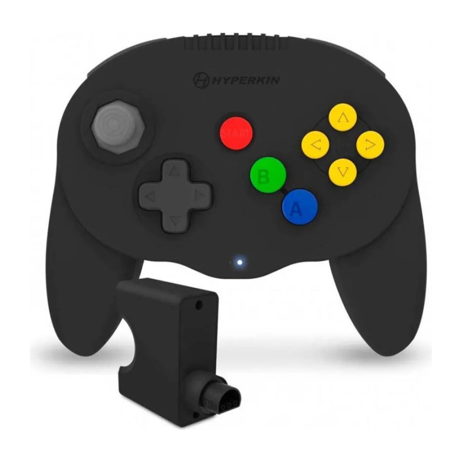 Manette Bluetooth Hyperkin Admiral au format N64, coloris noir, avec son récepteur
