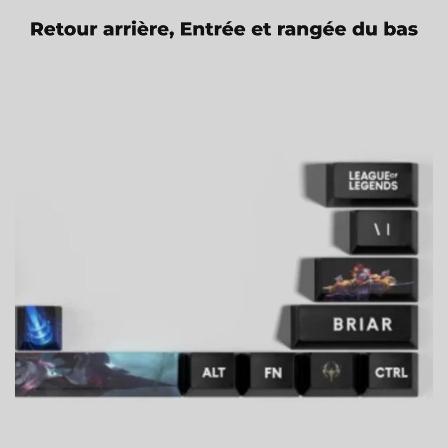 Briar League of Legends keycaps — detail: Backspace, Enter and bottom row