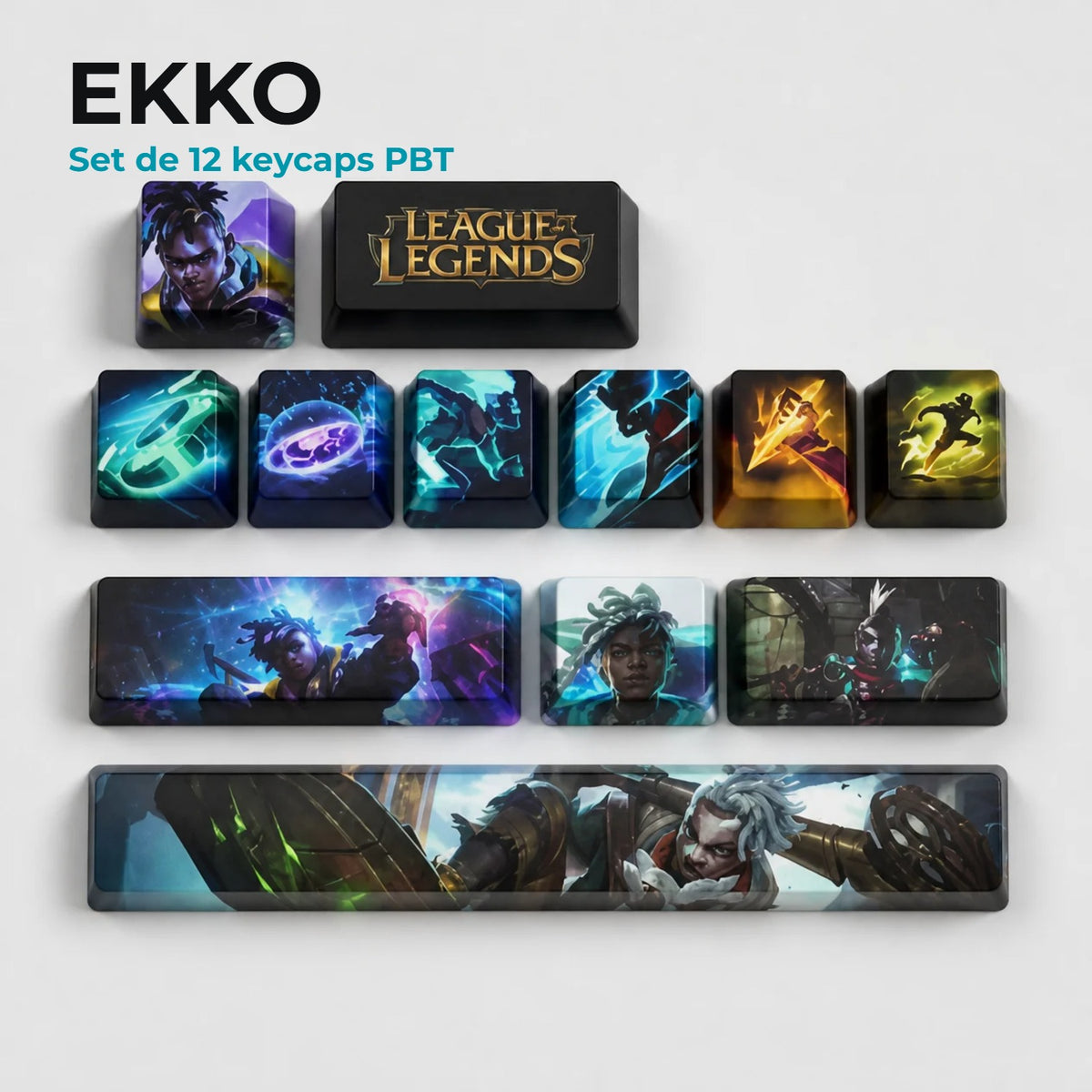 Ekko League of Legends Keycaps — PBT-Set mit 12 Tasten