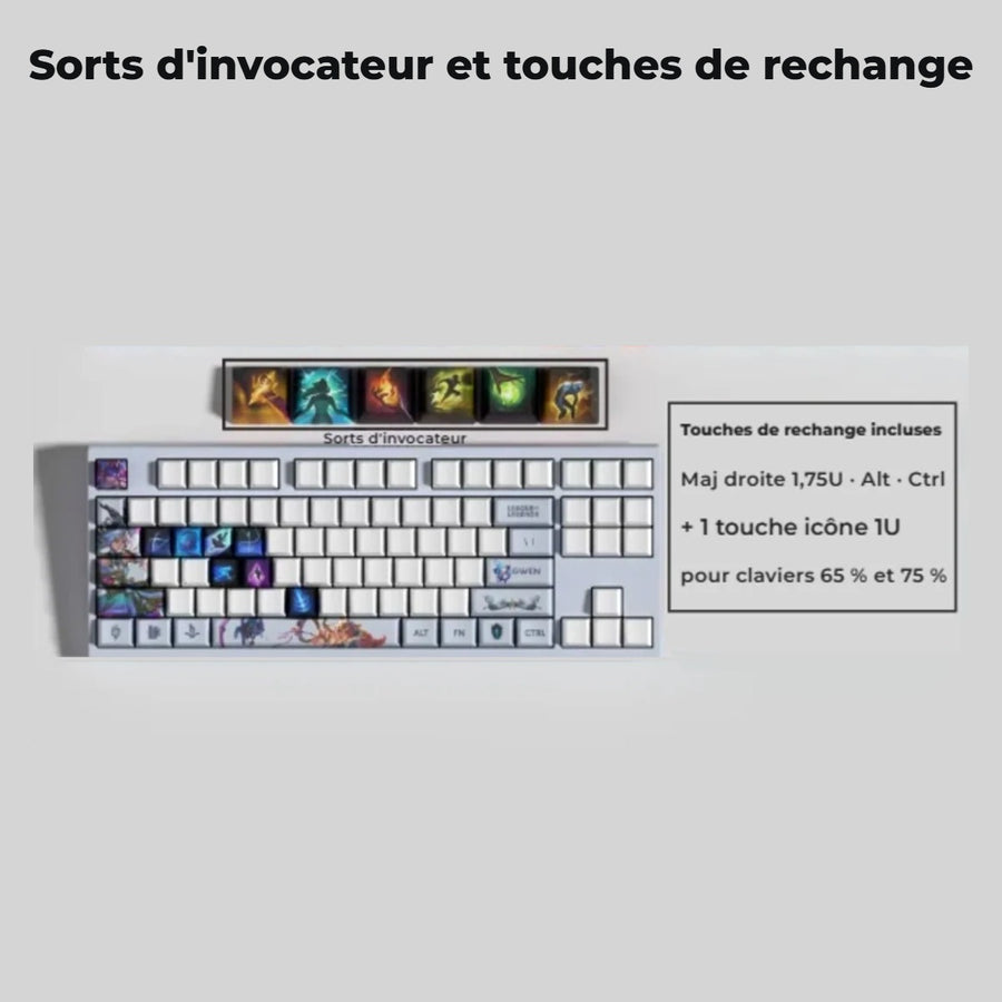 Gwen League of Legends keycaps — summoner spells and spare keys for 65% and 75% keyboards