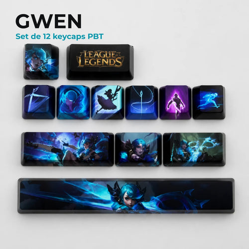 Gwen League of Legends Keycaps – ein blaues Set für graue und weiße Tastaturen
