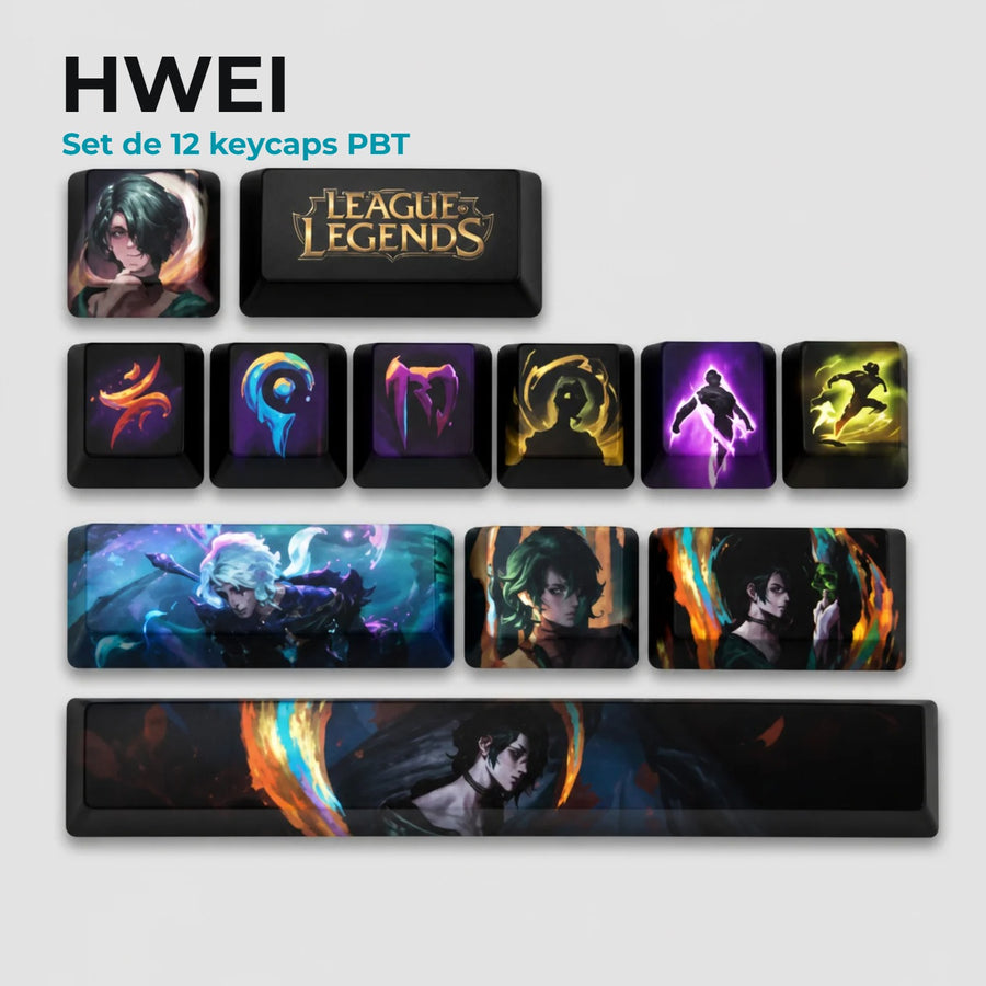 Hwei League of Legends keycaps — 12-key PBT set