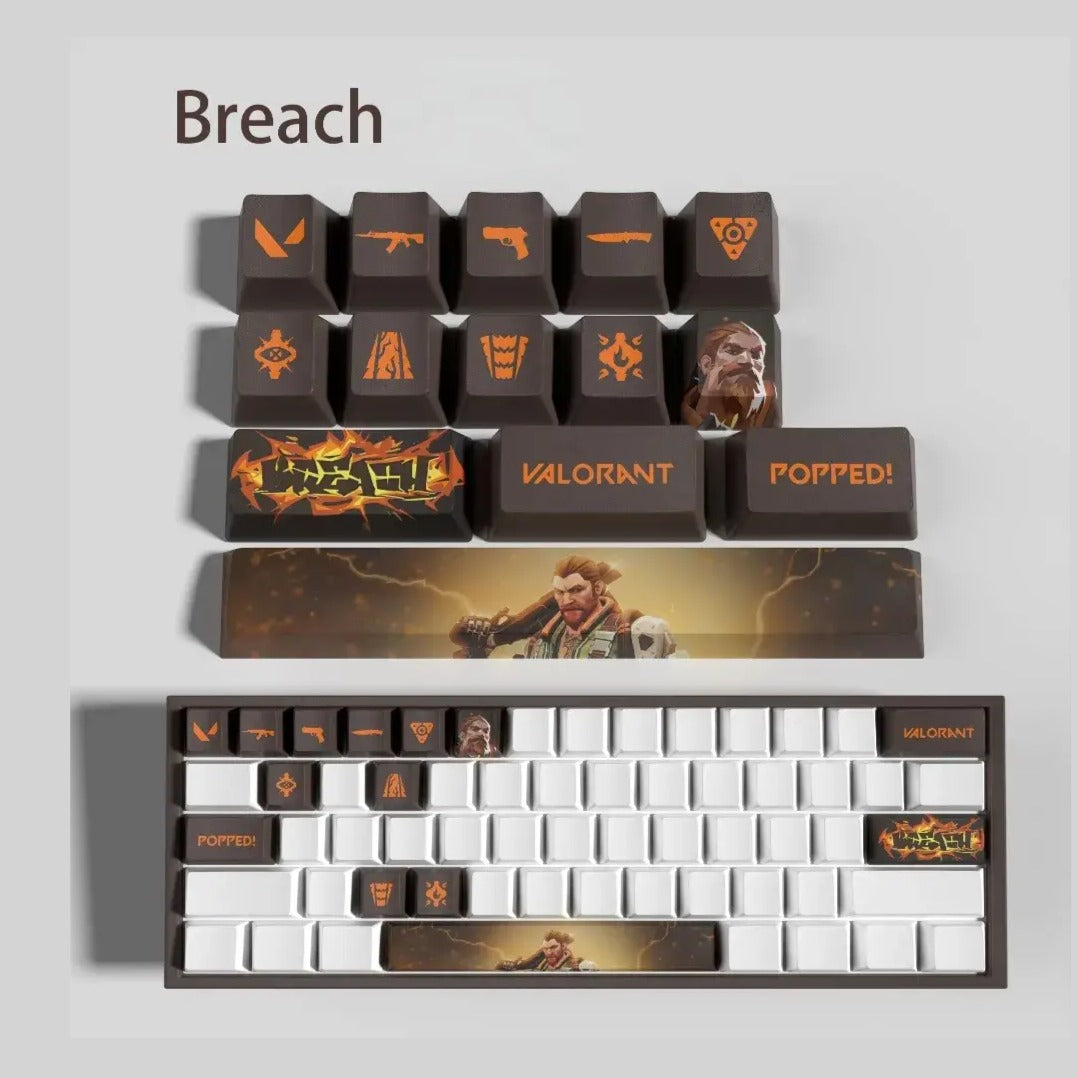 Set de 14 keycaps Valorant Breach en PBT ultra-résistant