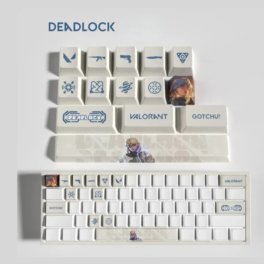 Set de 14 keycaps Valorant Deadlock en PBT ultra-résistant
