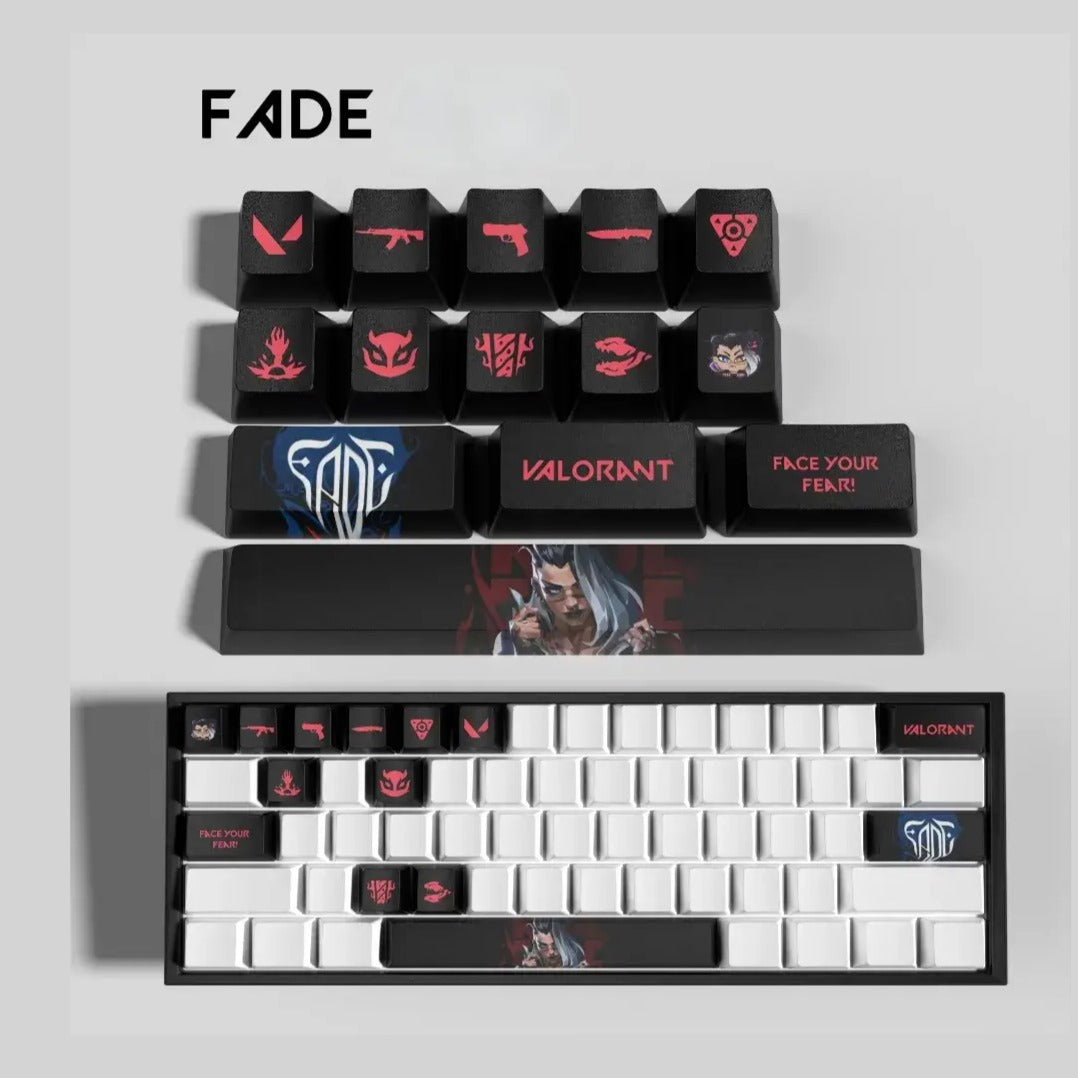 Set de 14 keycaps Valorant Fade en PBT ultra-résistant