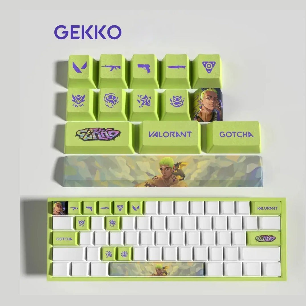 Set de 14 keycaps Valorant Gekko en PBT ultra-résistant