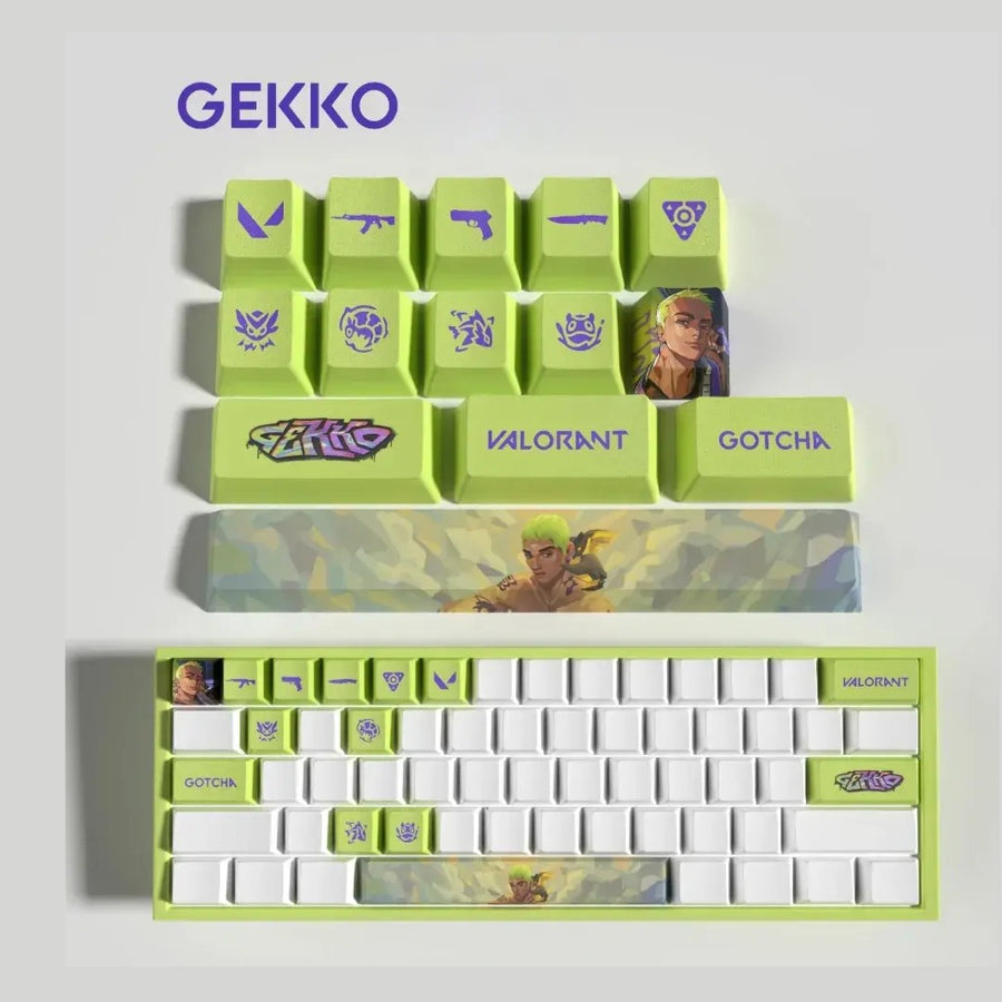 Set de 14 keycaps Valorant Gekko en PBT ultra-résistant