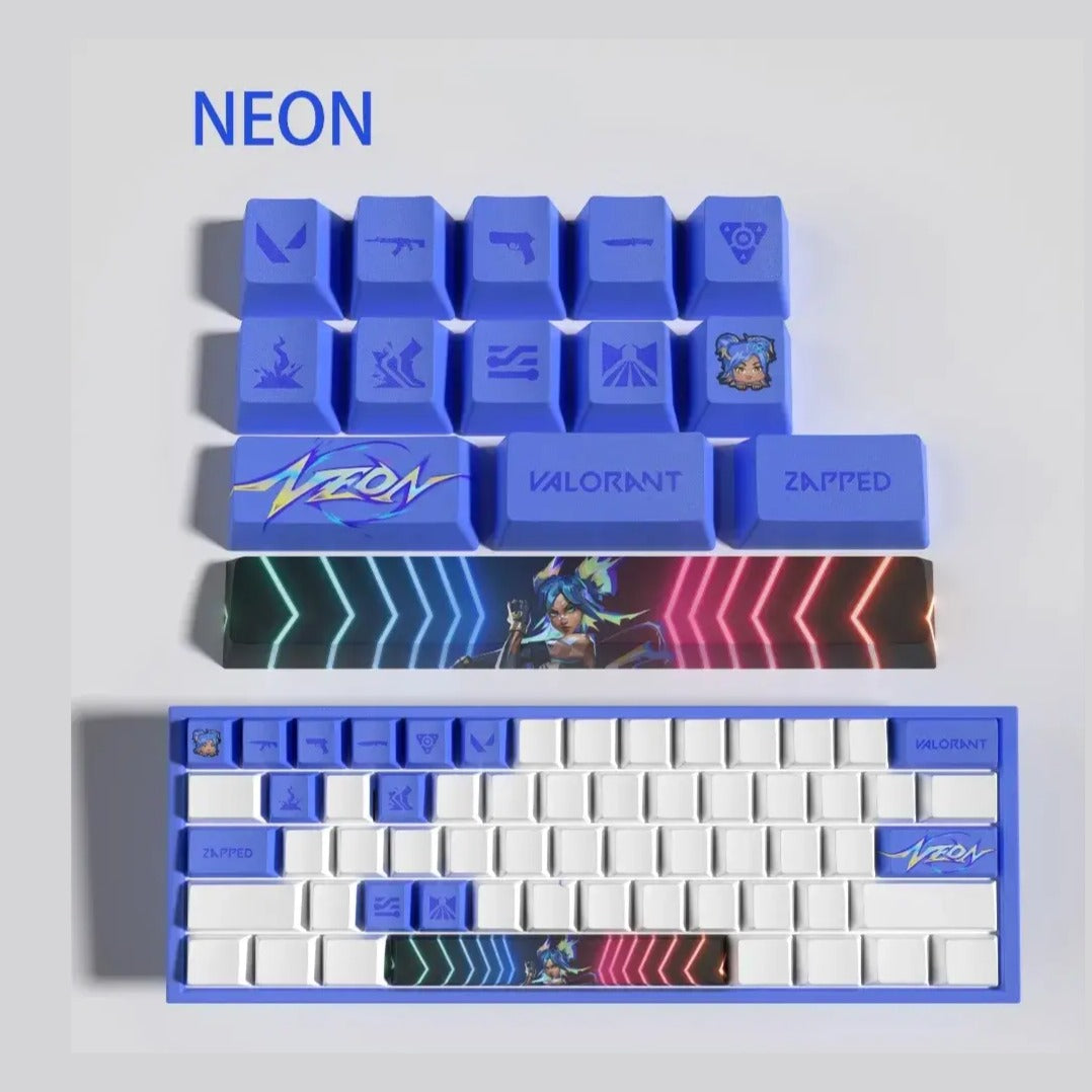 Set de 14 keycaps Valorant Neon en PBT ultra-résistant