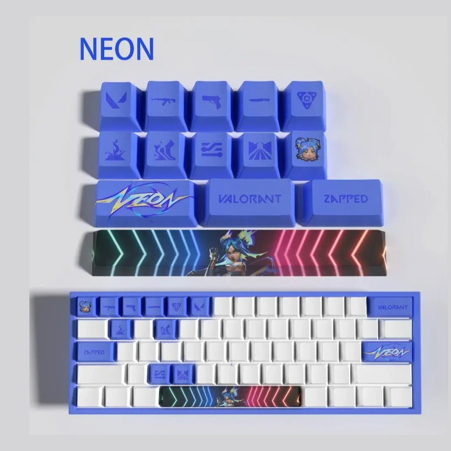 Set de 14 keycaps Valorant Neon en PBT ultra-résistant