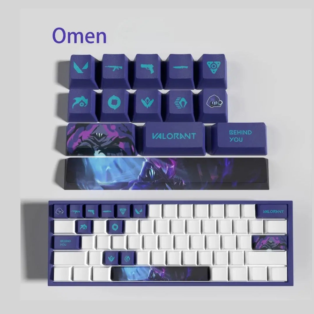 Set de 14 keycaps Valorant Omen en PBT ultra-résistant