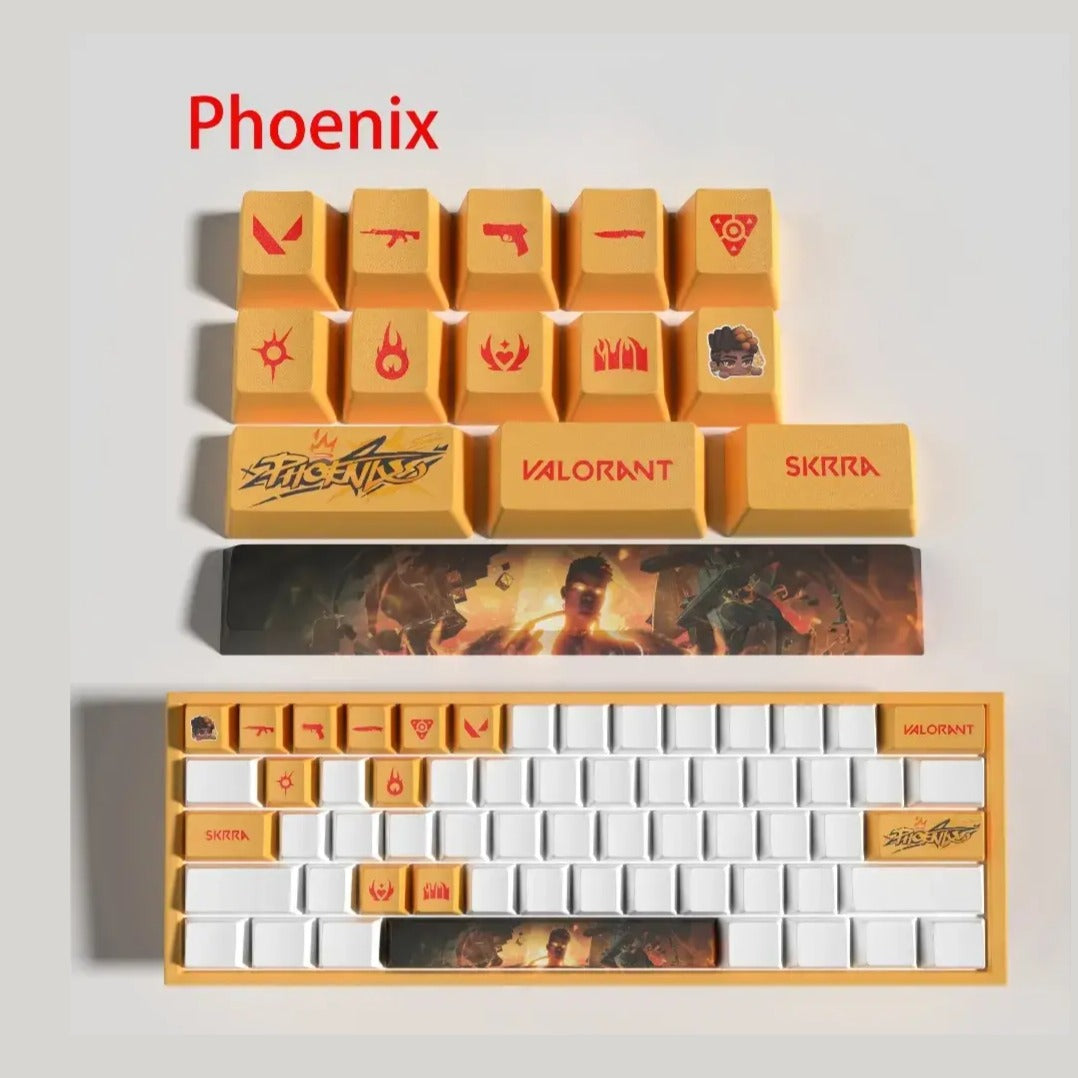 Set de 14 keycaps Valorant Phoenix en PBT ultra-résistant
