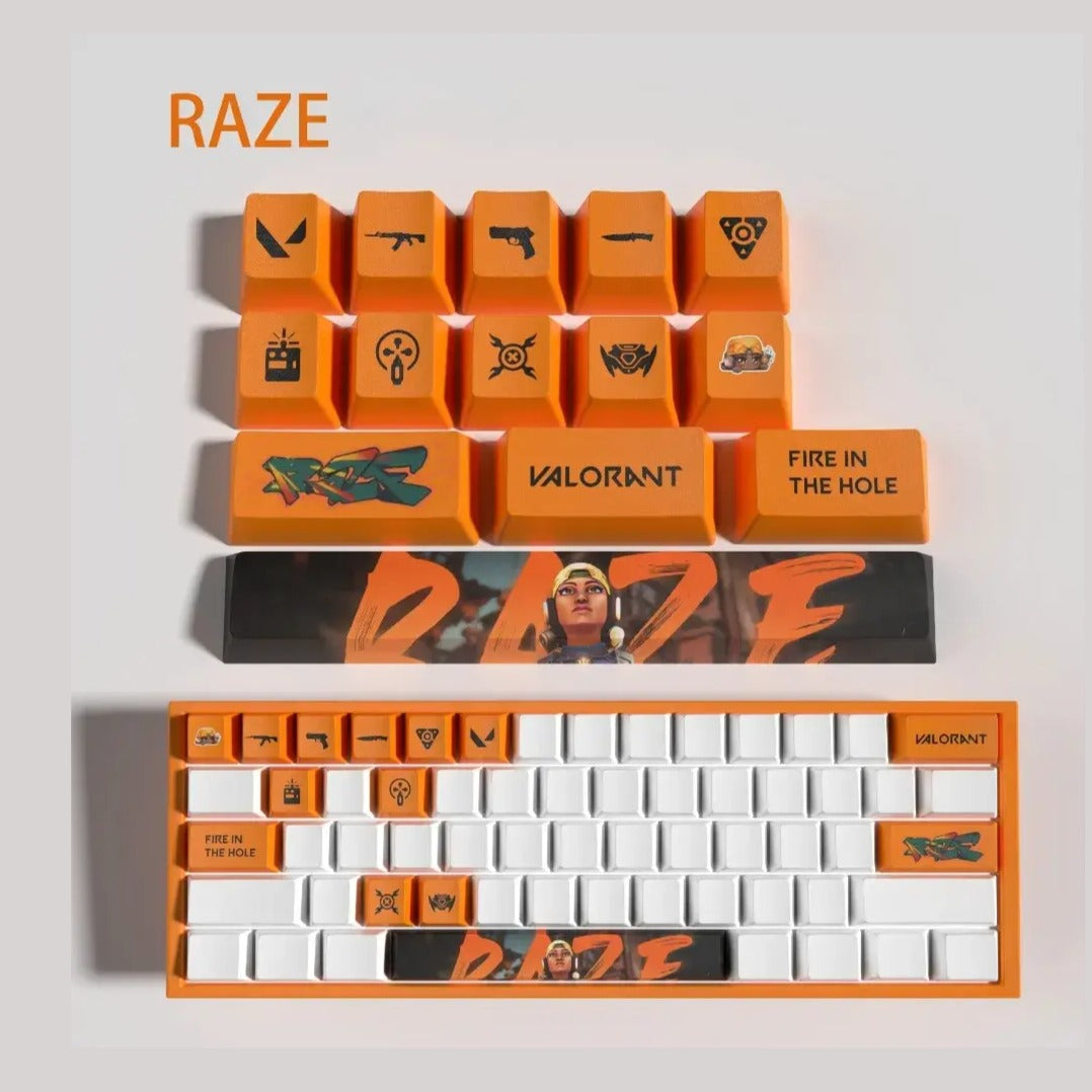 Set de 14 keycaps Valorant Raze en PBT ultra-résistant