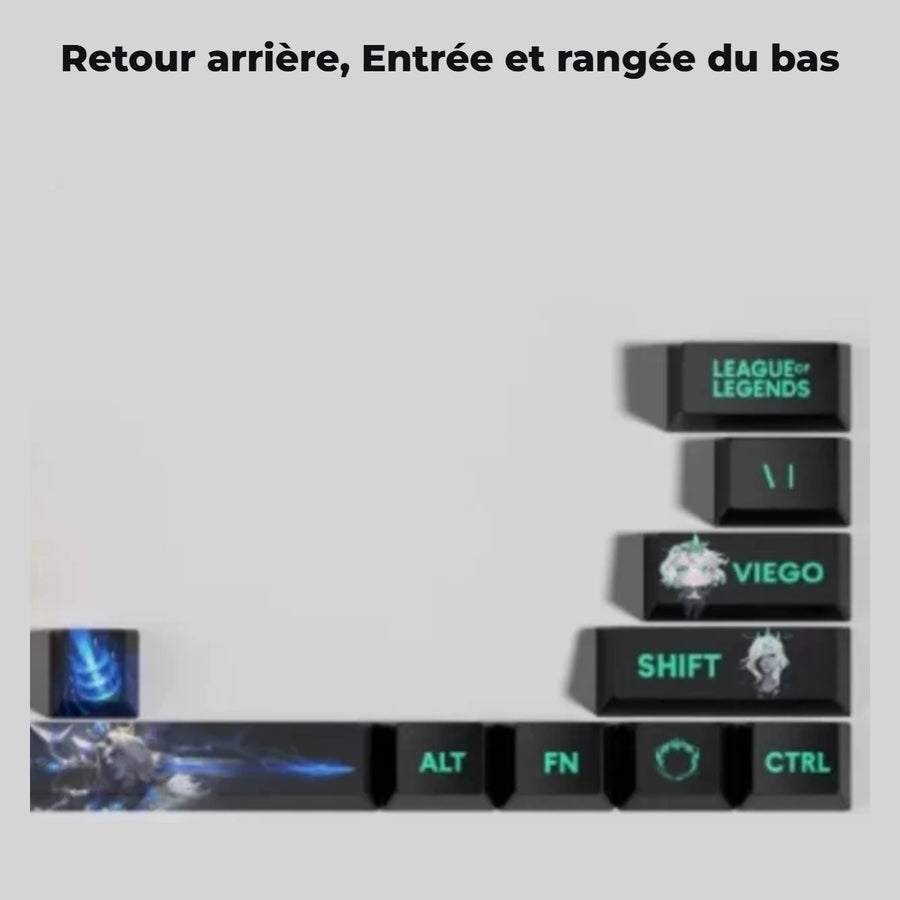 Viego League of Legends keycaps — detail: Backspace, Enter and bottom row
